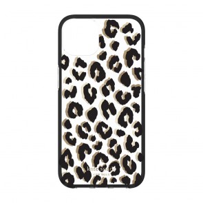 Kate Spade New York Protective Hardshell Case for iPhone 13 mini - City Leopard Black/Gold Foil/Clear