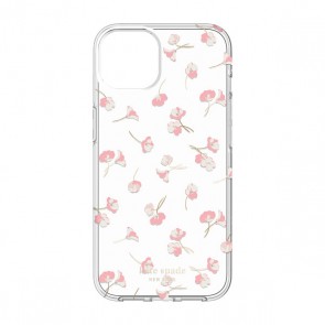 Kate Spade New York Protective Hardshell Case for iPhone 13 mini - Falling Poppies Blush/Cream/Gold Foil/Clear/Crystal Gems