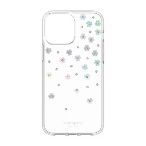 Kate Spade New York Protective Hardshell Case for iPhone 13 mini - Scattered Flowers/Iridescent/Clear/White/Gems