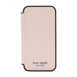 Kate Spade New York Folio Case for iPhone 13 mini - Pale Vellum/Black Border/Black Logo