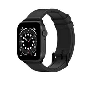 SwitchEasy Hybrid Silicone-Leather Apple Watch Band (42/44/45mm) Black