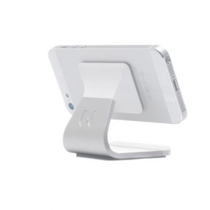 Bluelounge Milo Micro-Suction Stand (MO-AL-WH) for iPhone, iPod, & Most Smartphones - Mount - Retail Packaging - Silver/White