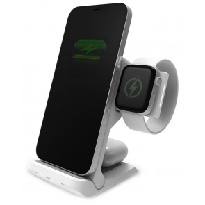 STM ChargeTree Go - Multi-Device Wireless Charging Station for iPhone/Samsung/Android, AirPods, Apple Watch - Qi Certified Charging Stand - White