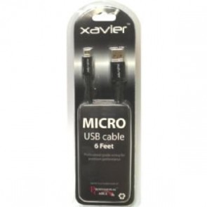 Xavier 6-Feet USB Micro Cable for USB Devices - Retail Packaging - Black