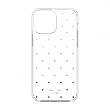 Kate Spade New York Protective Hardshell Case for iPhone 13 mini - Pin Dot Ombre/Pink/Clear