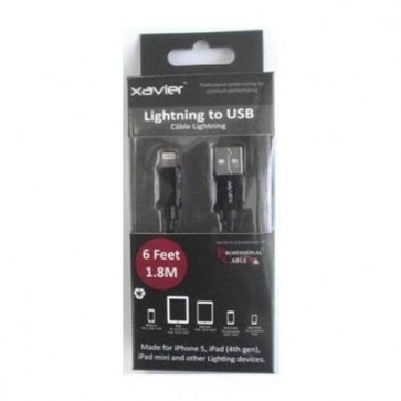 Xavier 6-Feet Lightning Cable for iOS Lightning Devices - Retail Packaging - Black