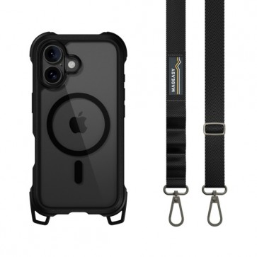 MagEasy Odyssey M+Strap Rugged Utillity Case iPhone 16 Leather Black/Black
