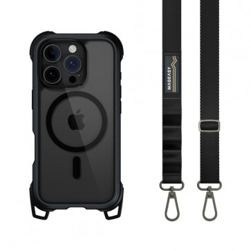 MagEasy Odyssey M+Strap Rugged Utillity Case iPhone 16 Pro Metal Black/Black