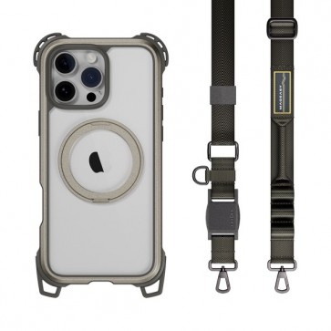 MagEasy Odyssey Ultra M+Strap 360 Stand Case Fidlock iPhone 16 Pro Titanium/Concrete Gray