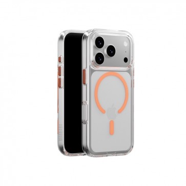 MagEasy Bright M Never Yellowing Protective Clear Case for iPhone 17 Pro Max Transparent/Coral Ring