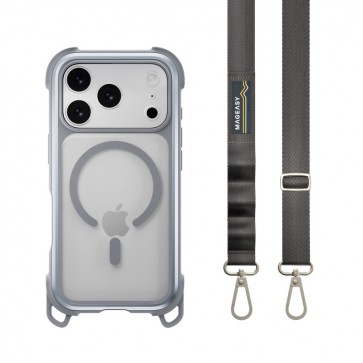 MagEasy Odyssey Strap M Rugged Utility Protective Case with Lanyard for iPhone 17 Pro Max Mist/Concrete Gray