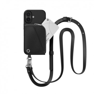 MagEasy Pouch Wallet Phone Case with Lanyard for iPhone 17 Black/Black