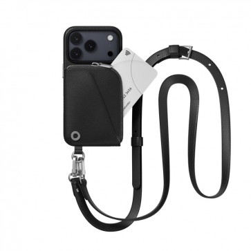 MagEasy Pouch Wallet Phone Case with Lanyard for iPhone 17 Pro Black/Black