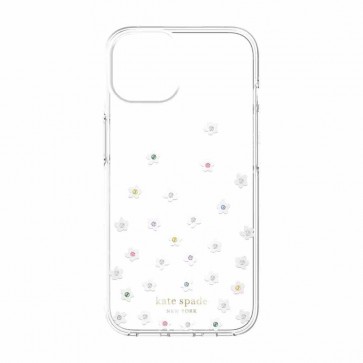 Kate Spade New York Protective Hardshell Case for iPhone 14 Plus - Pearl Wild Flowers/Cream/Pearl Foil/Gems