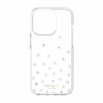 Kate Spade New York Protective Hardshell Case for iPhone 14 Pro Max - Pearl Wild Flowers/Cream/Pearl Foil/Gems