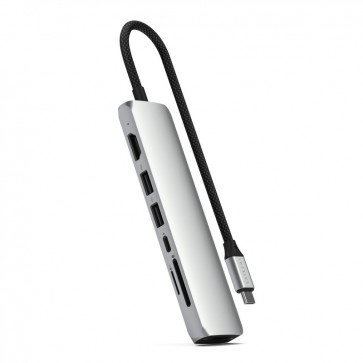 Satechi 7-in-1 USB-C Slim Multiport Adapter with Ethernet (Silver)
