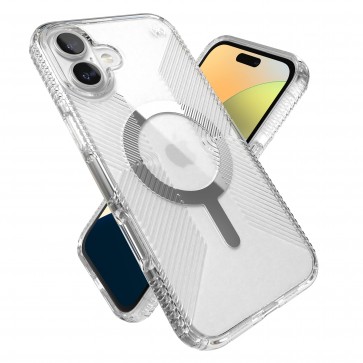 Speck iPhone 16 Plus PRESIDIO PERFECT CLEAR GRIP +MS Clear/Chrome