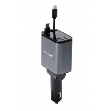 MOXYO Retractable Car Charging Cable 4-in-1, Black