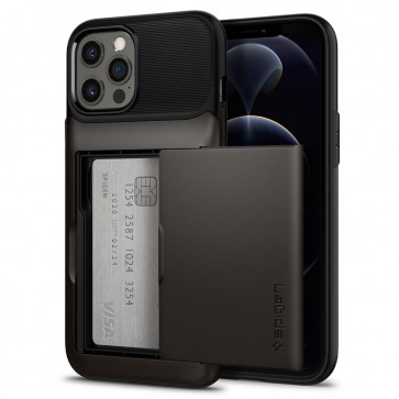 Spigen iPhone 12 Pro Max Case Slim Armor Wallet Gunmetal