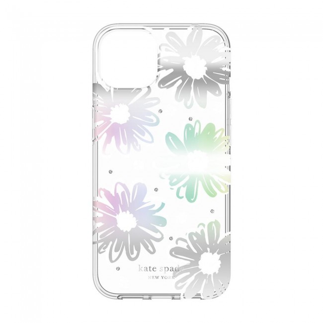 kate spade new york Protective Hardshell Case for iPhone 12 & iPhone 12 Pro  - Daisy Iridescent Foil/White/Clear/Gems