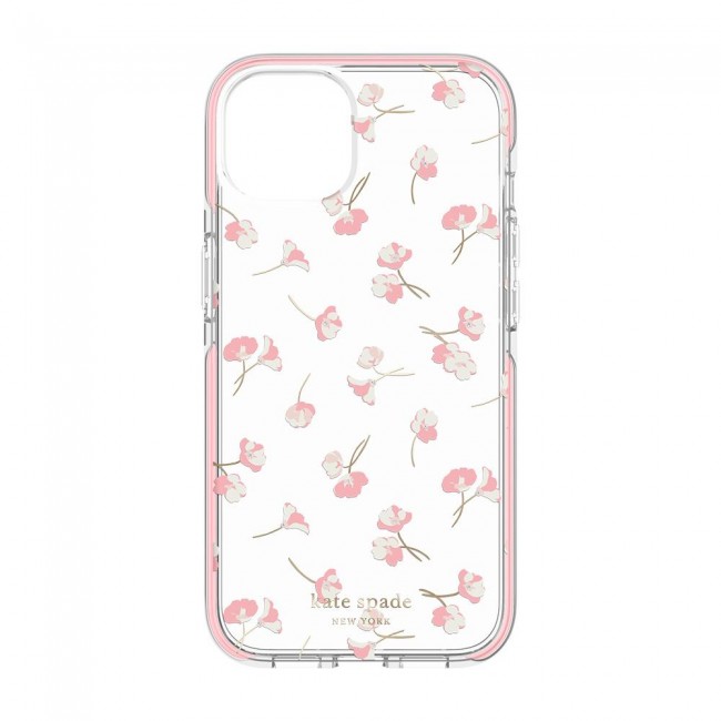 nuTCS: Old Friends New Products - Kate Spade New York Defensive Hardshell  Case for iPhone 13 - Falling Poppies/Blush/Clear/Gold Foil/Gems/Pink Bumper  - Apple - Devices