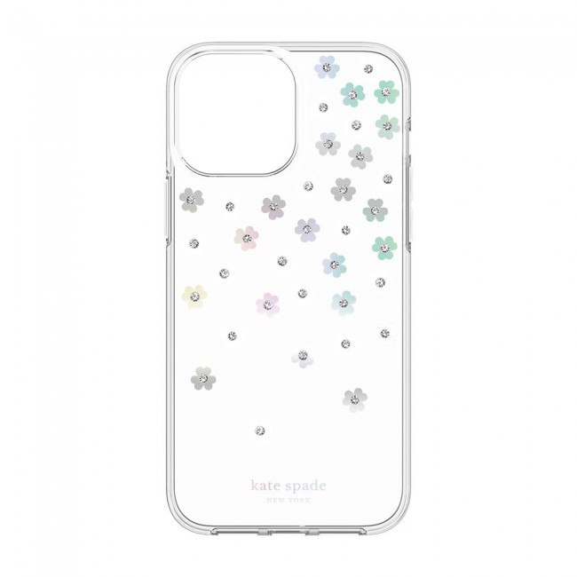 Kate Spade New York Protective Hardshell Case for iPhone 13 Pro - Scattered  Flowers/Iridescent/Clear/White/Gems