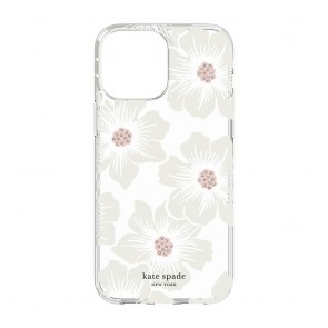 Kate Spade New York Protective Hardshell Case for iPhone 13 mini - Hollyhock Floral Clear/Cream with Stones