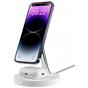 MagEasy MagPower 2-in-1 Magnetic Wireless Charger Stand White