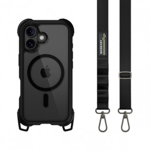 MagEasy Odyssey M+Strap Rugged Utillity Case iPhone 16 Leather Black/Black