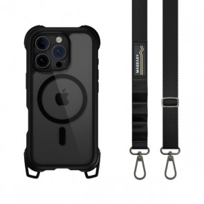 MagEasy Odyssey M+Strap Rugged Utillity Case iPhone 16 Pro Max Leather Black/Black