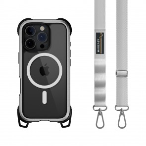 MagEasy Odyssey M+Strap Rugged Utillity Case iPhone 16 Pro Max Metal Silver//Galaxy Gray