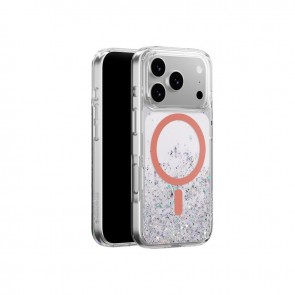 SwitchEasy Starfield M 3D Glitter Protective Case for iPhone 17 Pro Transparent/Coral Ring