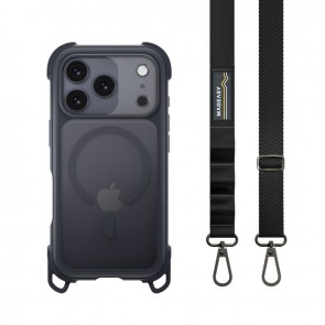 MagEasy Odyssey Strap M Rugged Utility Protective Case with Lanyard for iPhone 17 Pro Leatherette Midnight/Black