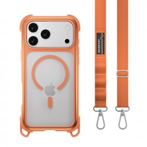 MagEasy Odyssey Strap M Rugged Utility Protective Case with Lanyard for iPhone 17 Pro Coral/Orange