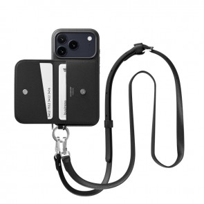 MagEasy Pouch M Wallet Phone Case with Lanyard for iPhone 17 Pro Black/Black