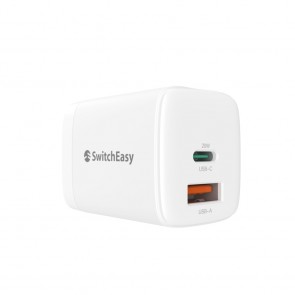 SwitchEasy PowerBuddy Wall Charger 20W Dual Port (USB-C/USB-A) White