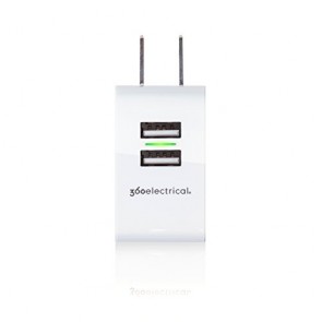 360 Electrical Vivid4.8 2-Port 4.8A USB Wall Charger (White)