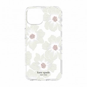 Kate Spade New York Protective Hardshell Case for iPhone 14 Plus - Hollyhock Floral Clear/Cream with Stones