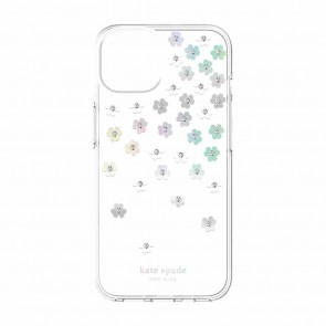 Kate Spade New York Protective Hardshell Case for iPhone 14 Plus - Scattered Flowers/Iridescent/Clear/White/Gems