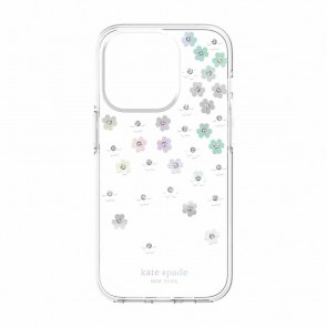 Kate Spade New York Protective Hardshell Case for iPhone 14 Pro Max - Scattered Flowers/Iridescent/Clear/White/Gems