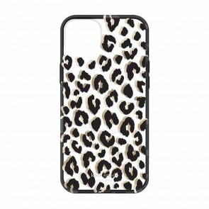Kate Spade New York Protective Hardshell for MagSafe Case for iPhone 14 - City Leopard Black/Gold Foil/Clear