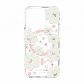 Kate Spade New York Protective Hardshell for MagSafe Case for iPhone 14 Pro - Classic Peony/Cream/Rose Gold Foil/Gold Foil/Gems