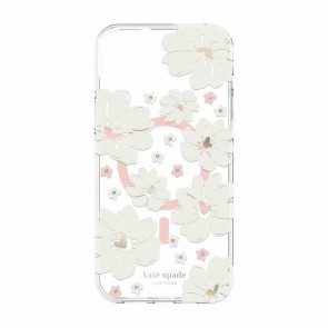 Kate Spade New York Protective Hardshell for MagSafe Case for iPhone 14 Plus - Classic Peony/Cream/Rose Gold Foil/Gold Foil/Gems