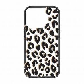 Kate Spade New York Protective Hardshell for MagSafe Case for iPhone 14 Pro Max - City Leopard Black/Gold Foil/Clear