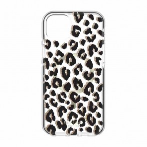 Kate Spade New York Defensive Hardshell for MagSafe Case for iPhone 14 Plus - City Leopard Glitter/Black/Gold Glitter/Gold Foil