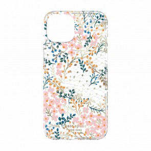 Kate Spade New York Protective Hardshell Case for iPhone 14 Plus - Multi Floral/Rose/Pacific Green/Clear/Cream with Stones