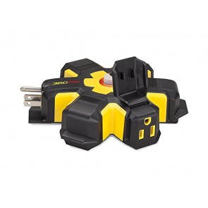 360 Electrical Pro Heavy Duty 5 Outlet Hub with Hexacore, Black/Yellow