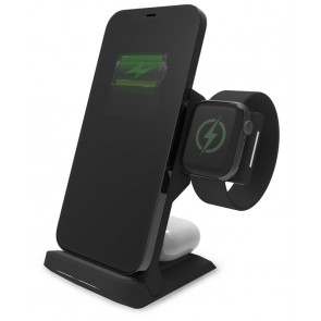 STM ChargeTree Go - Multi-Device Wireless Charging Station for iPhone/Samsung/Android, AirPods, Apple Watch - Qi Certified Charging Stand - Black 