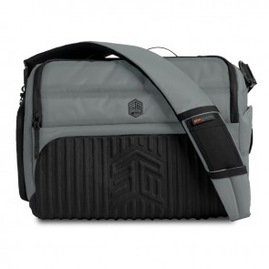 STM Dux 16L Premium Tech Messenger Bag - Carry On Travel Laptop Bag (Fits 15" Laptops) - Dual Format, Water Resistant & Luggage Passthrough - Grey 