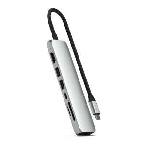 Satechi 7-in-1 USB-C Slim Multiport Adapter with Ethernet (Silver)